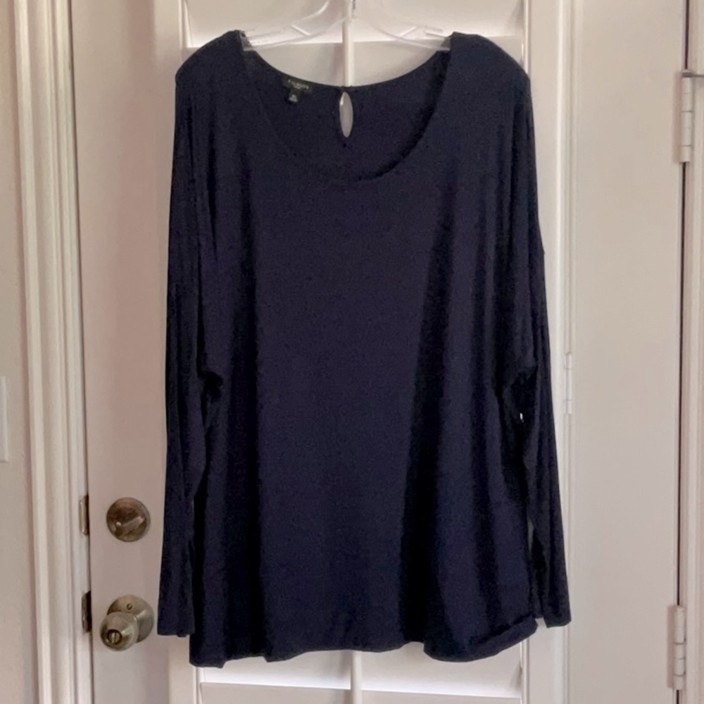 TALBOTS Scoop-Neck Knit Blouse in Navy - Size 2X